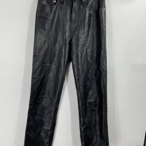 AGOLDE black leather 90's pinch waist pants Size 27 FLAWED